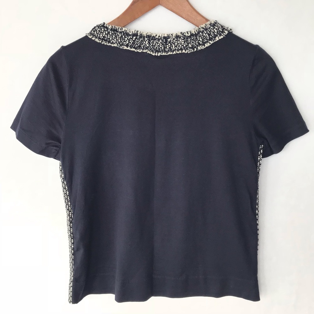 J. Crew Tweed Front Tee Shirt Fringe Navy XXS - Picture 4 of 8